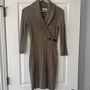 Calvin Klein Taupe Cable Knit Dress